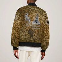 Queen Nzinga Bomber Jacket Cowrie Crown Silhouette Royal Power - Wonder Print Shop