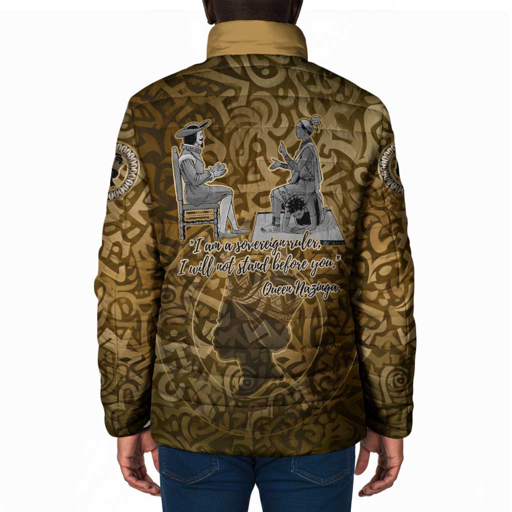 Queen Nzinga Padded Jacket Cowrie Crown Silhouette Royal Power - Wonder Print Shop