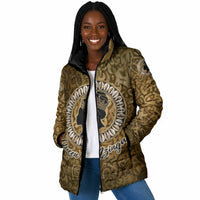 Queen Nzinga Padded Jacket Cowrie Crown Silhouette Royal Power - Wonder Print Shop
