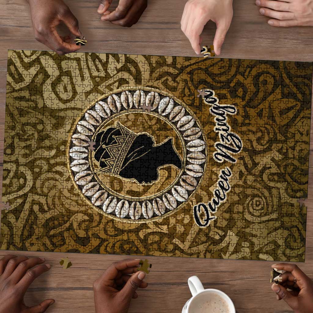 Queen Nzinga Puzzle Cowrie Crown Silhouette Royal Power - Wonder Print Shop