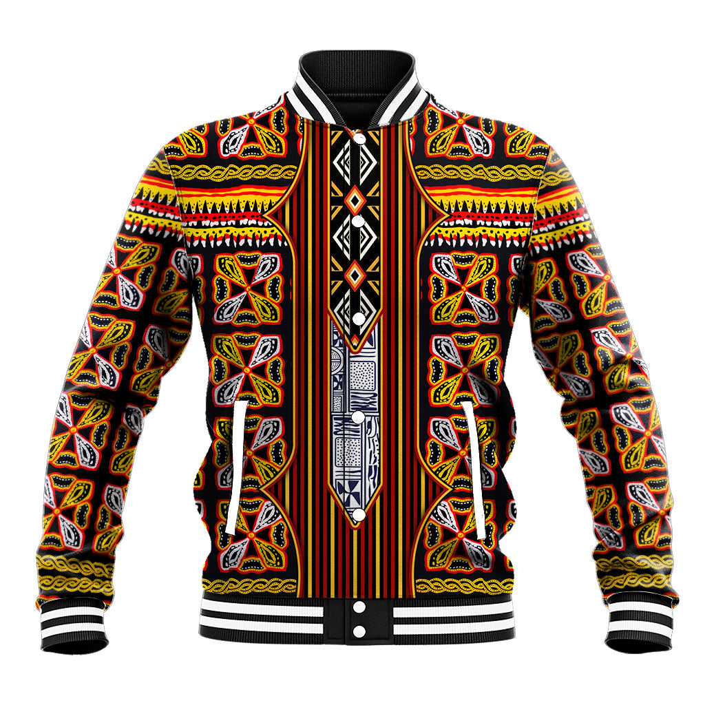 Cameroon Toghu Baseball Jacket Vibrant Bamenda Tribal - Authentic African Folk Art