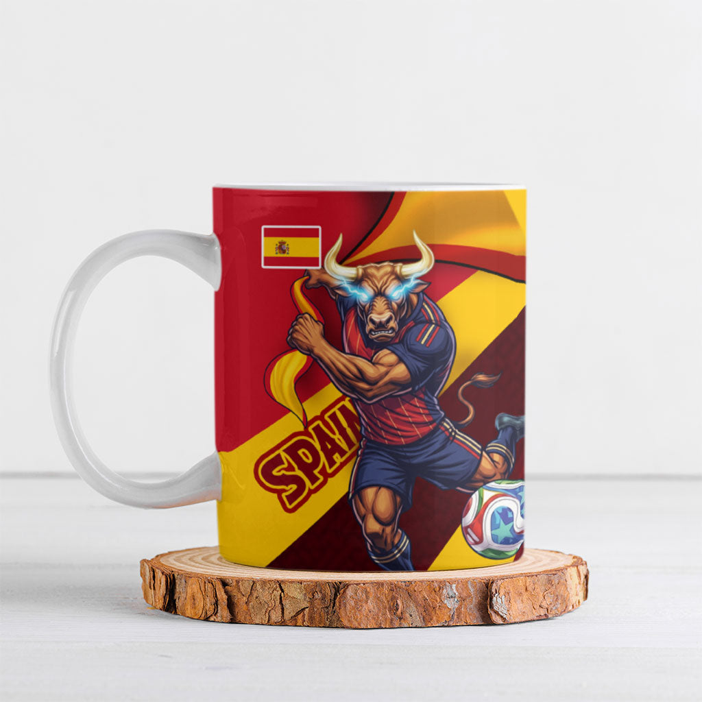 Personalized Spain Football Ceramic Mug Spanish Soccer Team Flag Bull Mascot