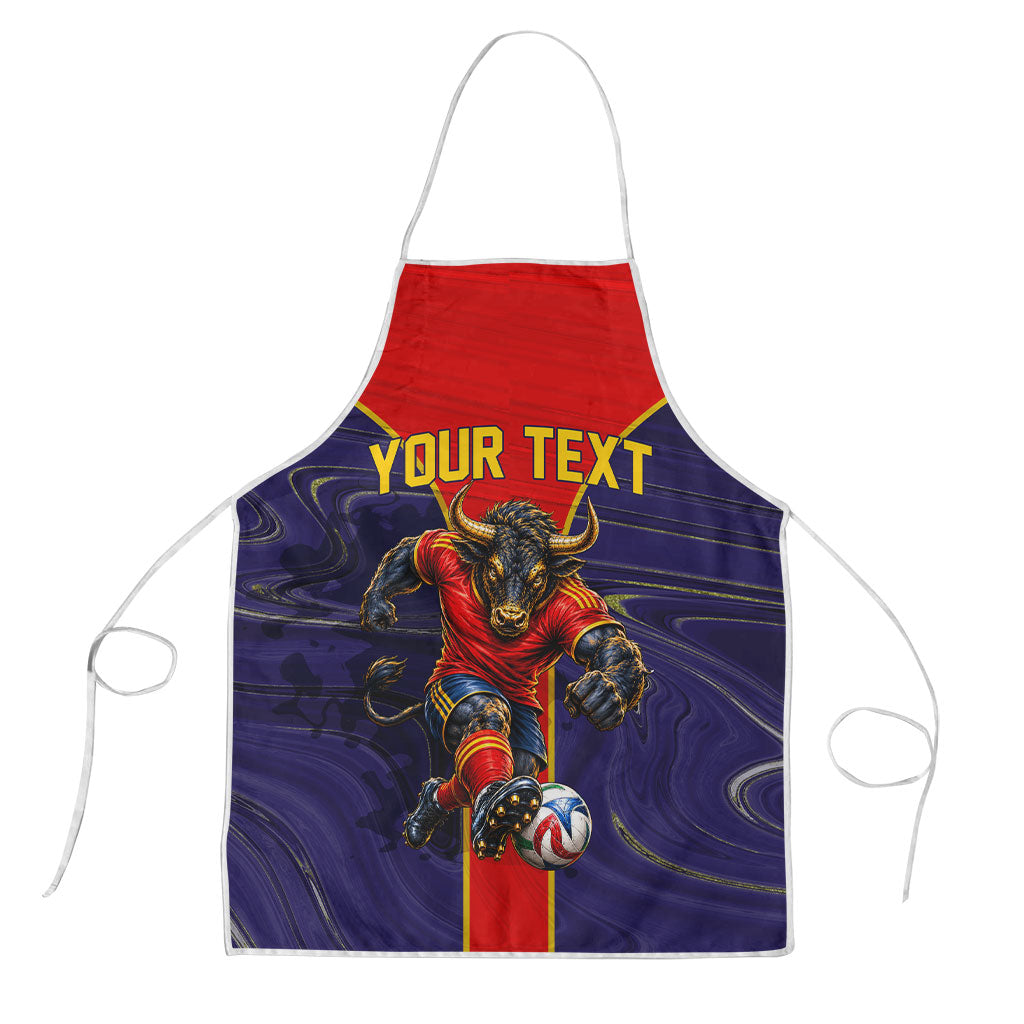 Personalized Spain Football Apron Fear the Bull Soccer Mascot Marble Art