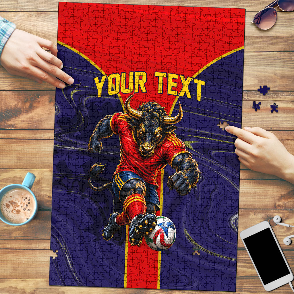 Personalized Spain Football Puzzle Fear the Bull Soccer Mascot Marble Art