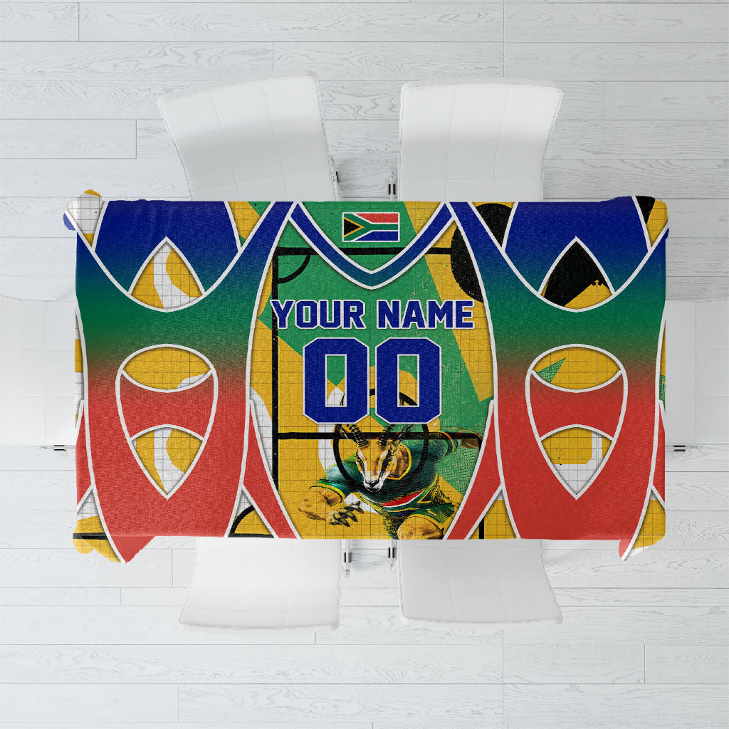 Personalized South Africa Football Springbok Tablecloth Bafana Bafana Rainbow Nation Flag Colors
