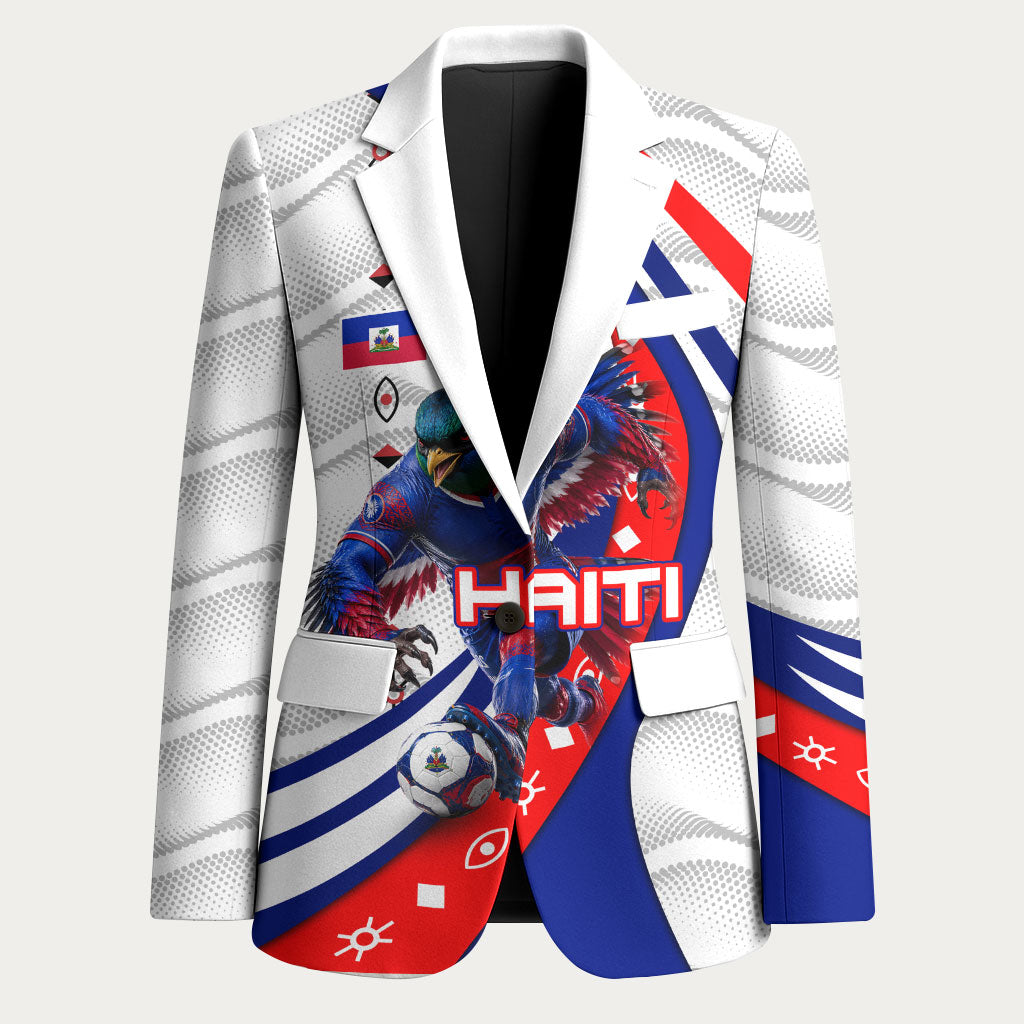 Personalized Haiti Football Trogon Bird Blazer Les Grenadiers National Flag Art Caribbean