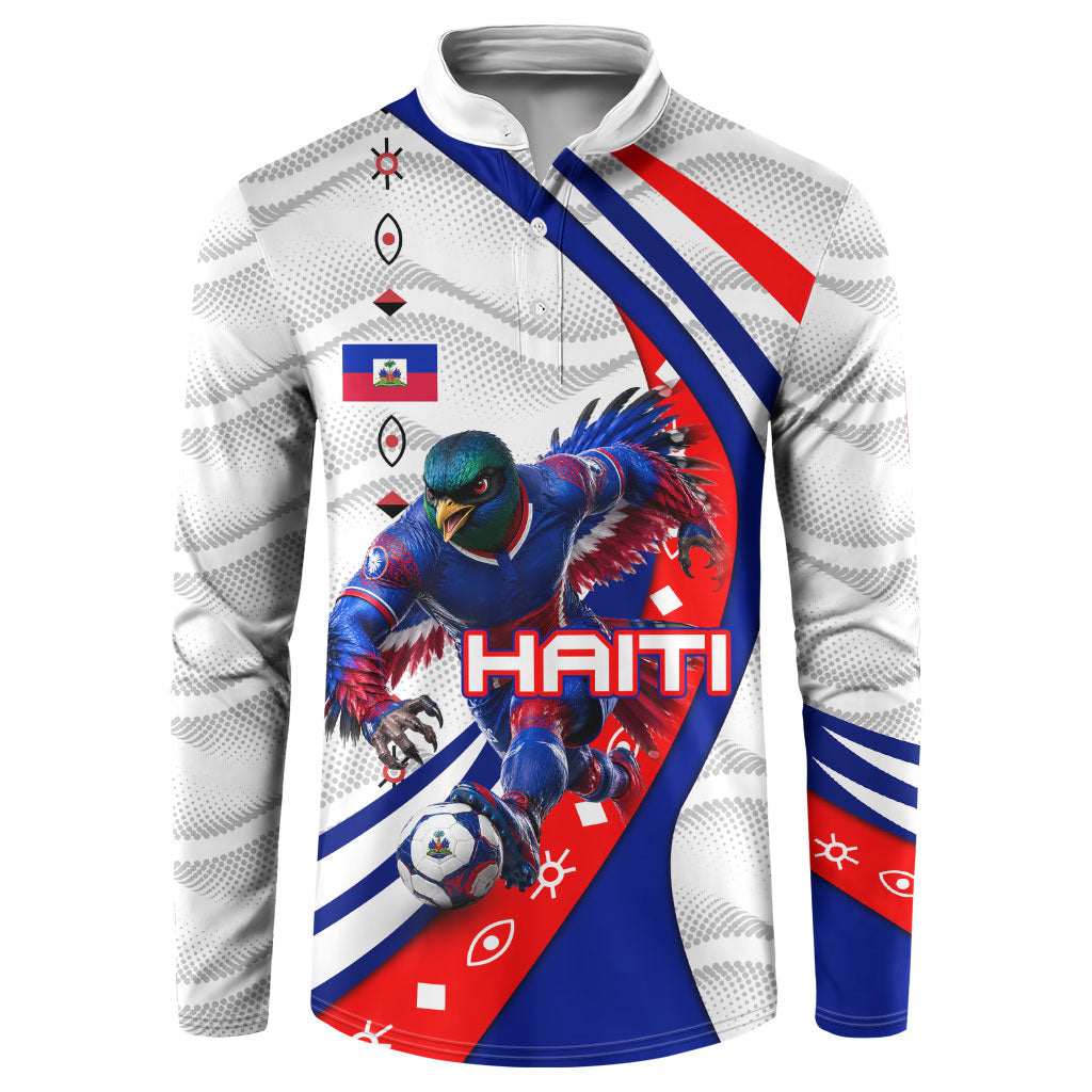 Personalized Haiti Football Trogon Bird Button Sweatshirt Les Grenadiers National Flag Art Caribbean
