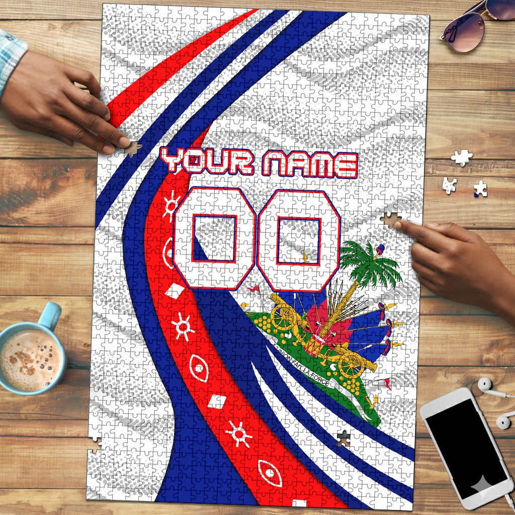 Personalized Haiti Football Trogon Bird Puzzle Les Grenadiers National Flag Art Caribbean