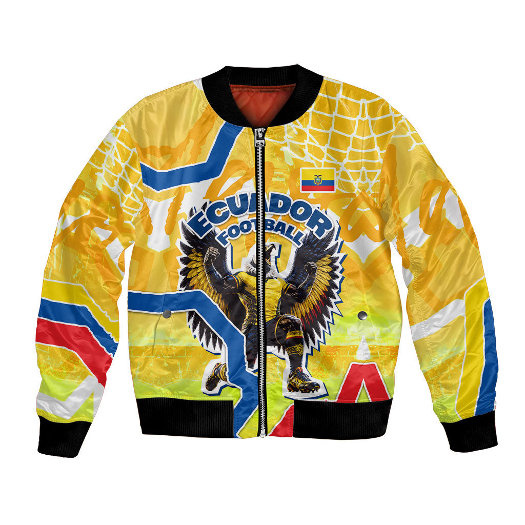 Personalized Ecuador Football Condor Mascot Bomber Jacket Golden Wings of La Tri