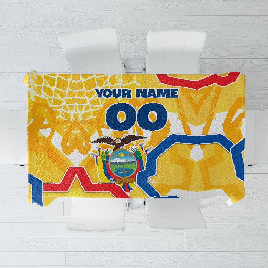 Personalized Ecuador Football Condor Mascot Tablecloth Golden Wings of La Tri