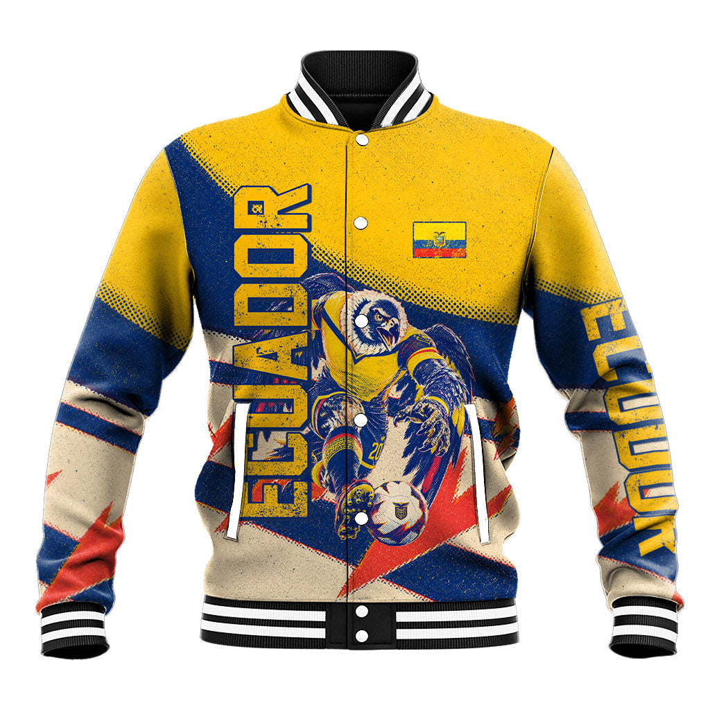 Personalized Ecuador Football Baseball Jacket Condor Vintage Grunge National Pride Soccer Mascot
