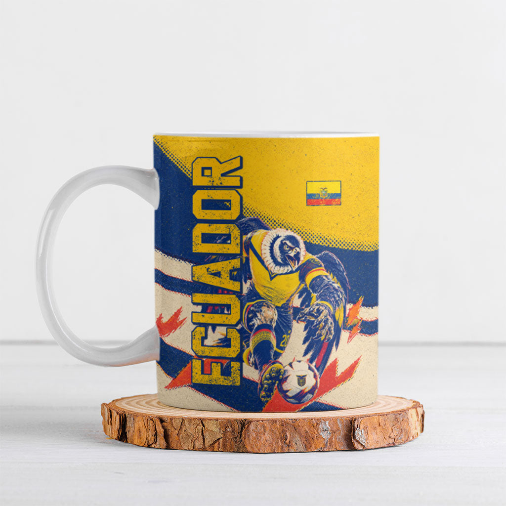 Personalized Ecuador Football Ceramic Mug Condor Vintage Grunge National Pride Soccer Mascot