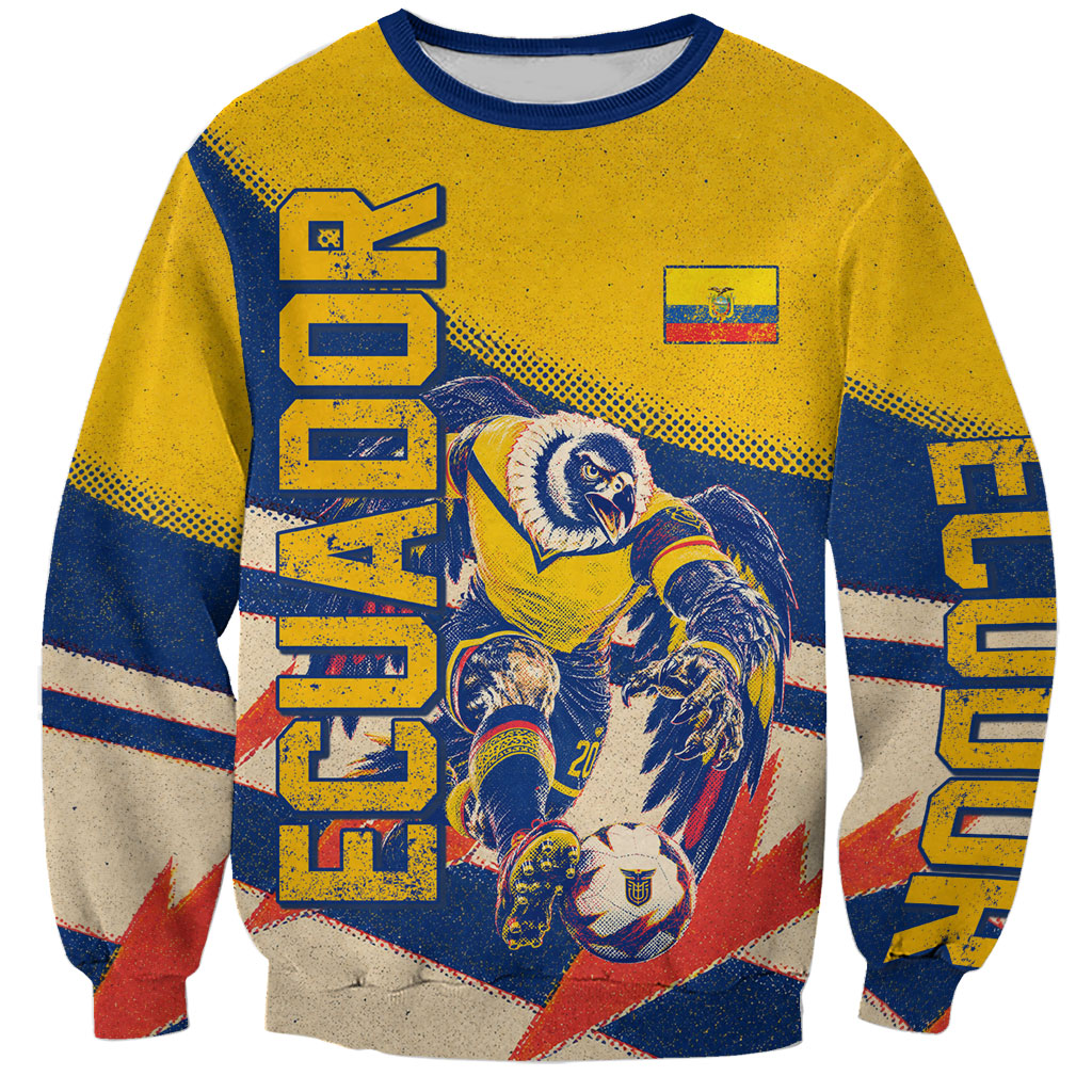 Personalized Ecuador Football Sweatshirt Condor Vintage Grunge National Pride Soccer Mascot