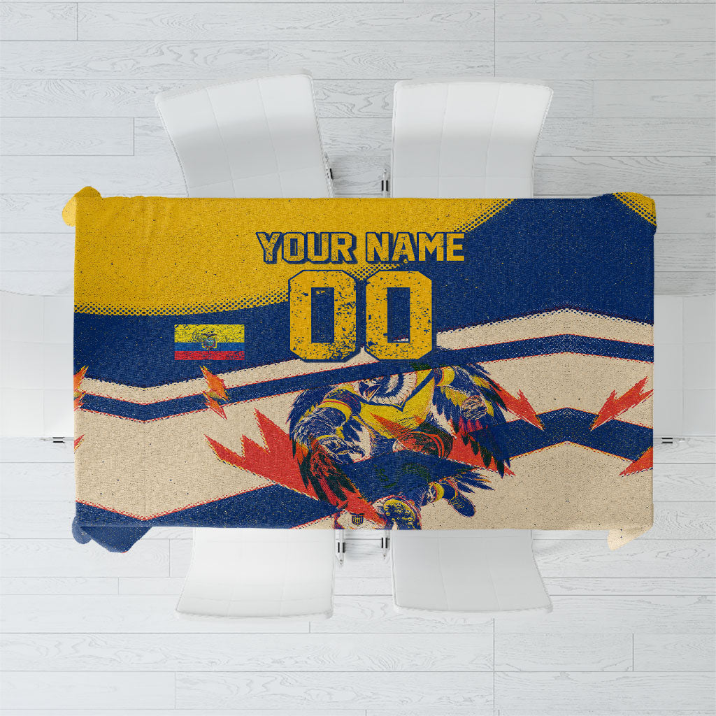 Personalized Ecuador Football Tablecloth Condor Vintage Grunge National Pride Soccer Mascot