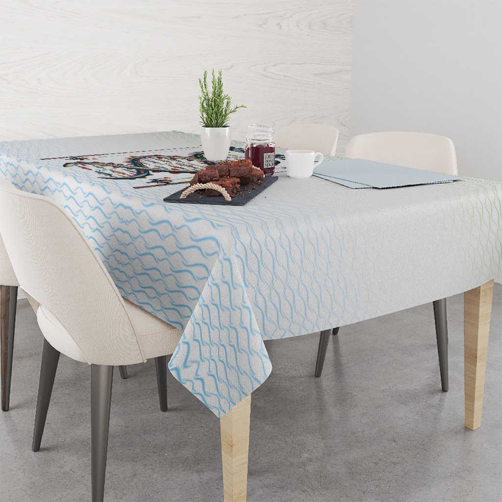 Fishing DNA Tablecloth Colorful Fish Illustrations on White Scale For Fisherman - Wonder Print Shop