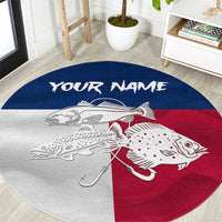 Custom Texas Fishing Round Carpet Hooked Fish Graphic - Red White and Blue Theme - Wonder Print Shop