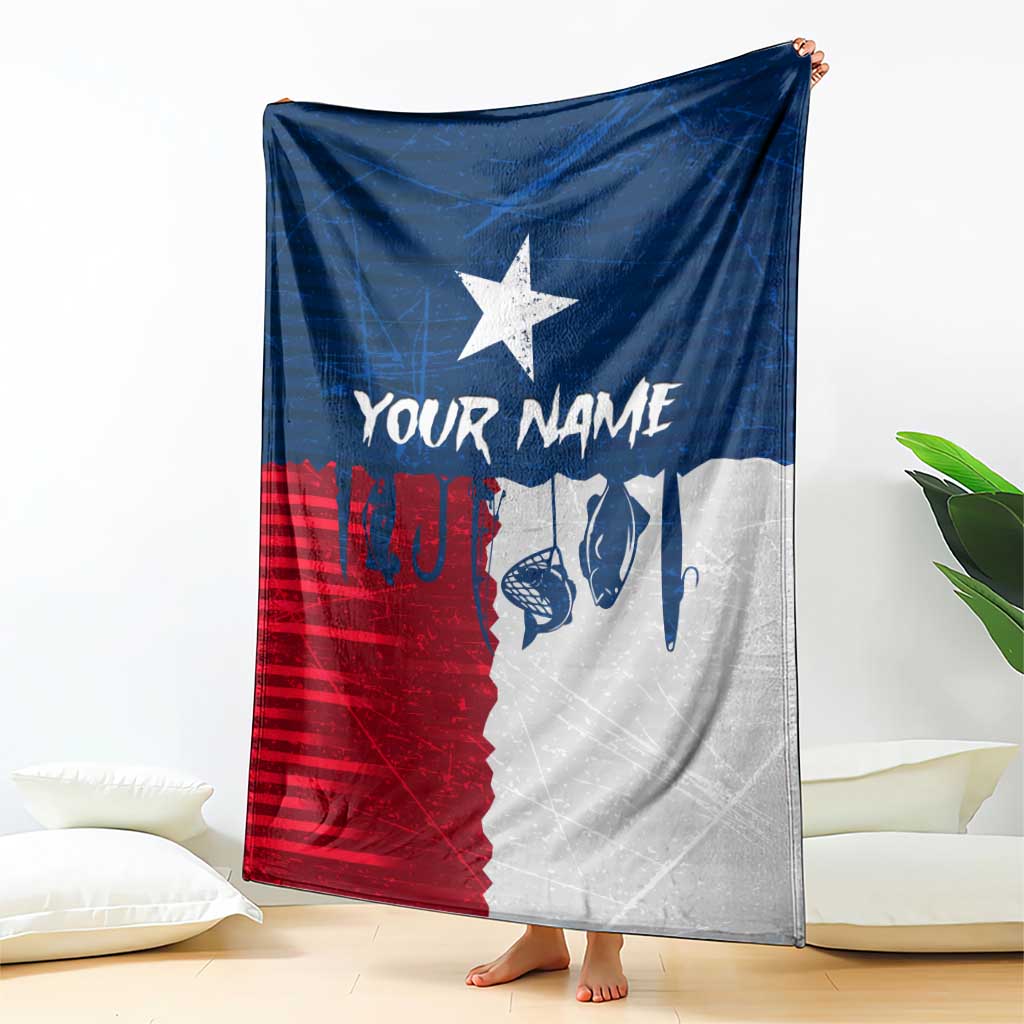Flag Texas Fishing Blanket Personalized Hanging Fish and Hooks Graphic - Wonder Print Shop