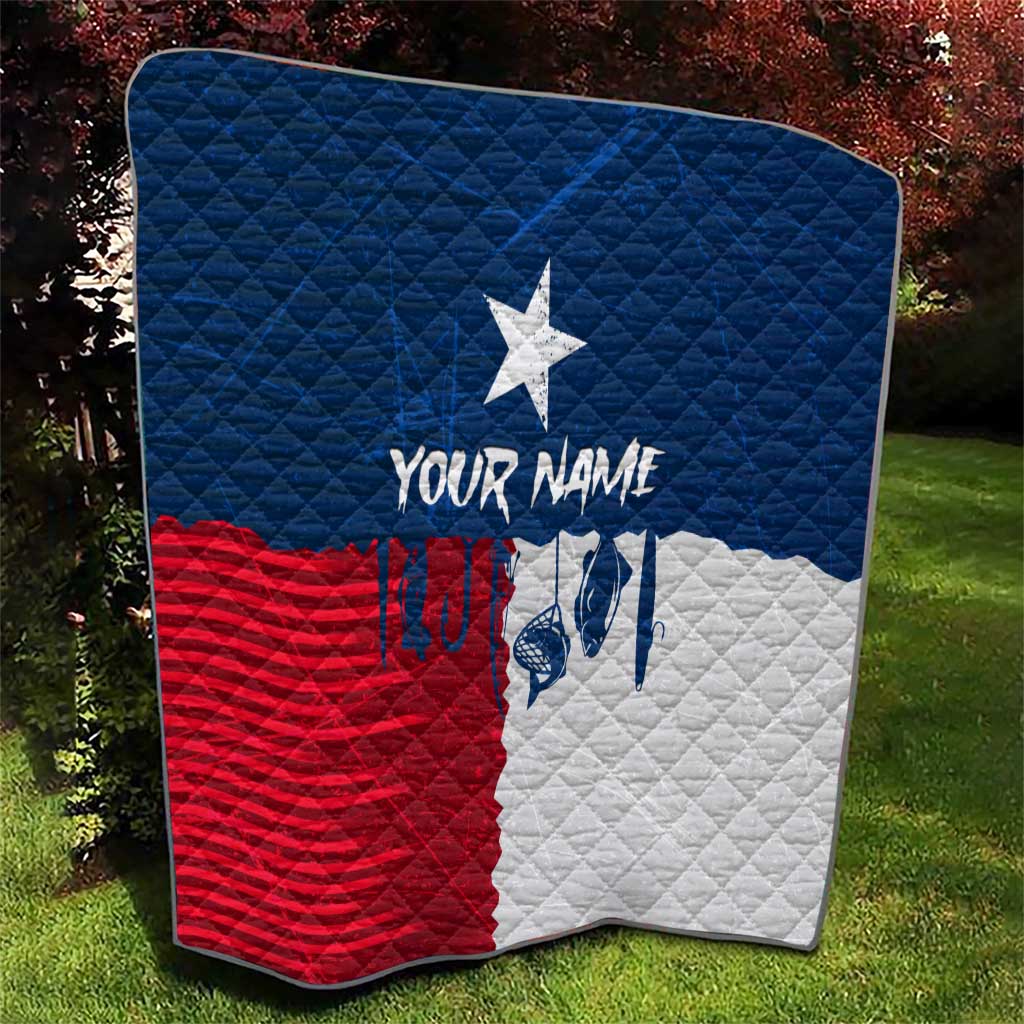 Flag Texas Fishing Quilt Personalized Hanging Fish and Hooks Graphic - Wonder Print Shop