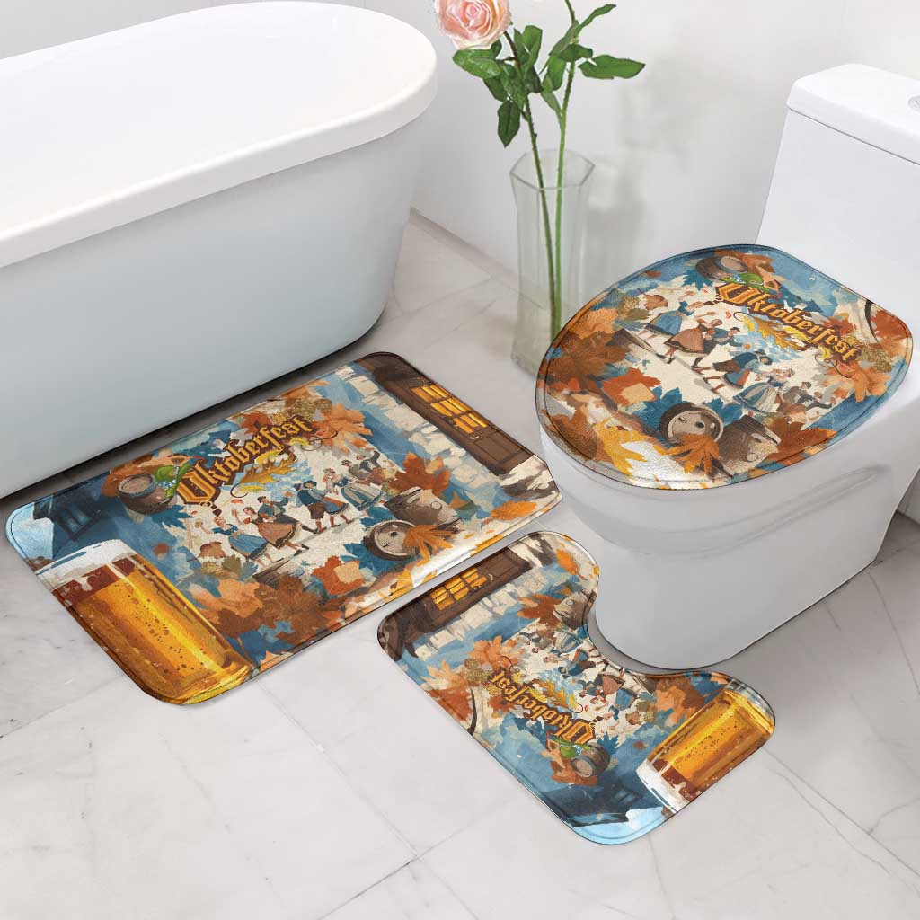 Oktoberfest Bathroom Set with Beer Mug Illustration White Diamond Pattern - Wonder Print Shop