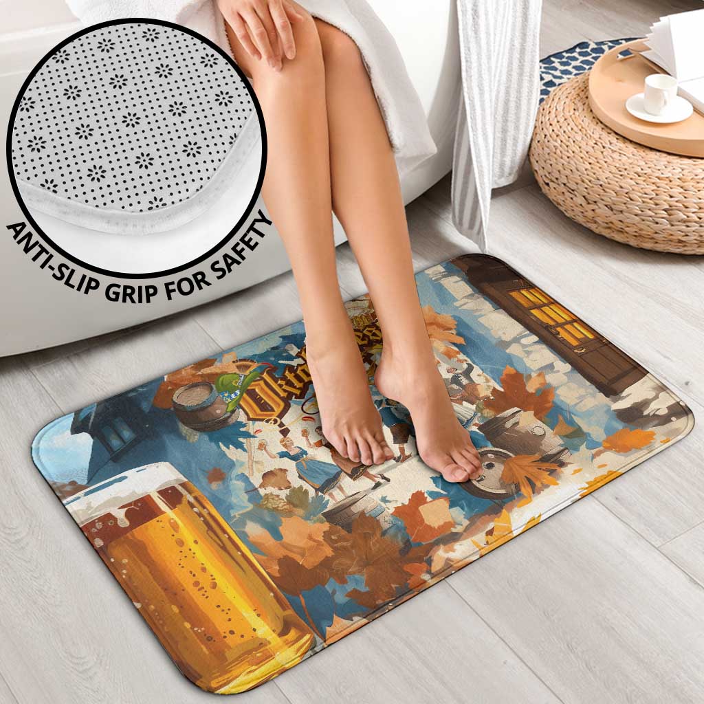 Oktoberfest Bathroom Set with Beer Mug Illustration White Diamond Pattern - Wonder Print Shop