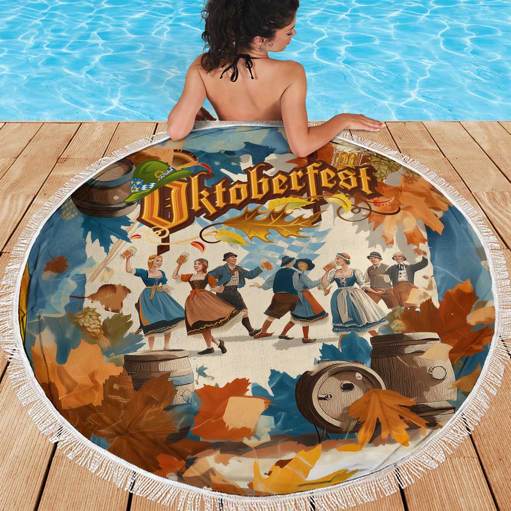 Oktoberfest Beach Blanket with Beer Mug Illustration White Diamond Pattern - Wonder Print Shop
