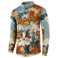 Oktoberfest Button Sweatshirt with Beer Mug Illustration White Diamond Pattern - Wonder Print Shop
