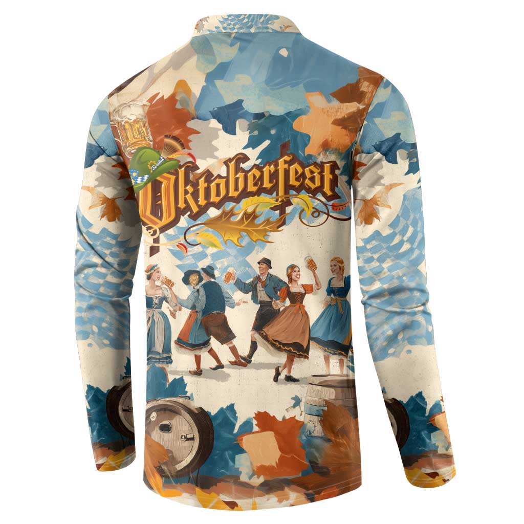 Oktoberfest Button Sweatshirt with Beer Mug Illustration White Diamond Pattern - Wonder Print Shop