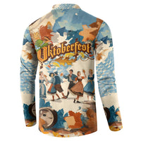 Oktoberfest Button Sweatshirt with Beer Mug Illustration White Diamond Pattern - Wonder Print Shop