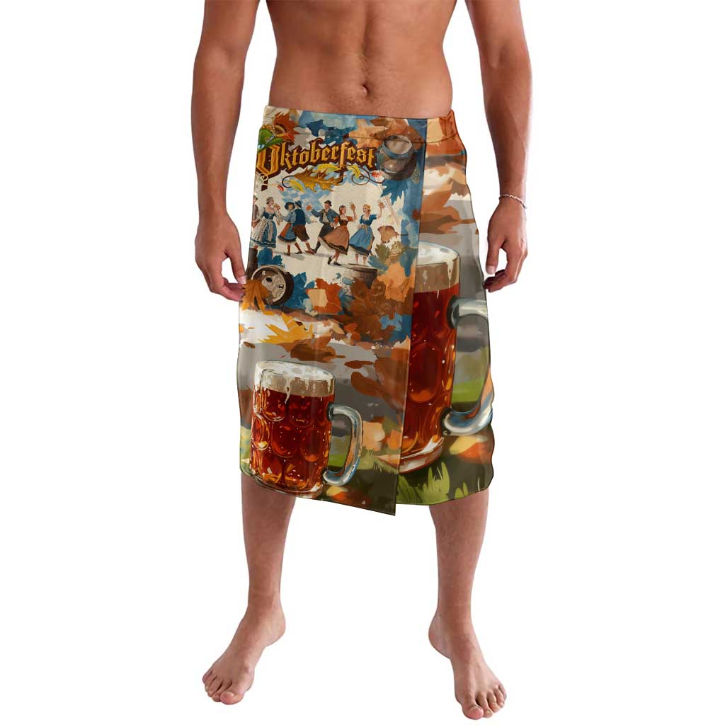 Oktoberfest Lavalava with Beer Mug Illustration White Diamond Pattern - Wonder Print Shop