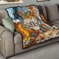 Oktoberfest Quilt with Beer Mug Illustration White Diamond Pattern - Wonder Print Shop
