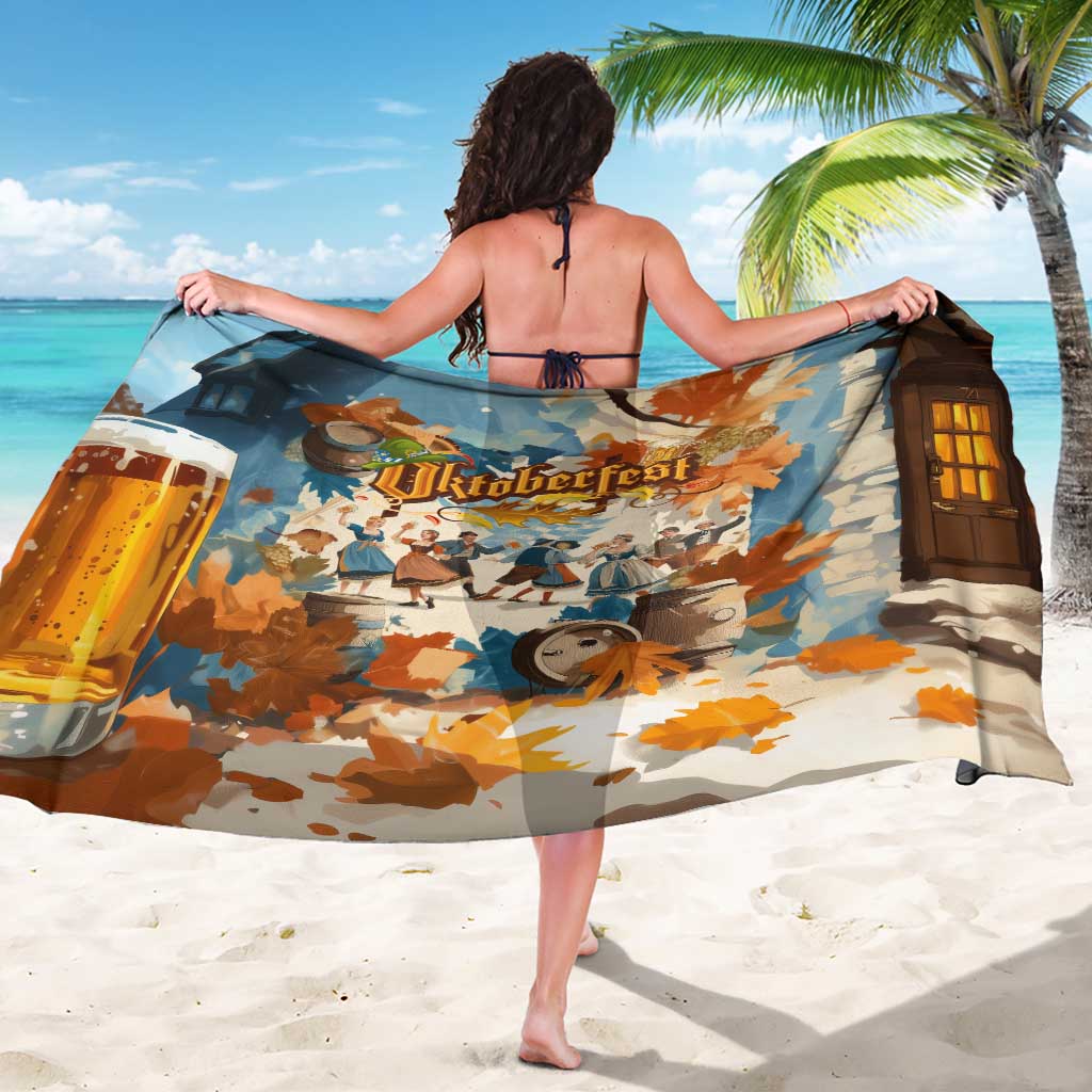 Oktoberfest Sarong with Beer Mug Illustration White Diamond Pattern - Wonder Print Shop
