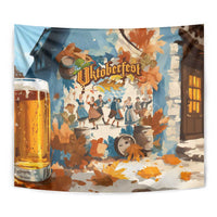 Oktoberfest Tapestry with Beer Mug Illustration White Diamond Pattern - Wonder Print Shop
