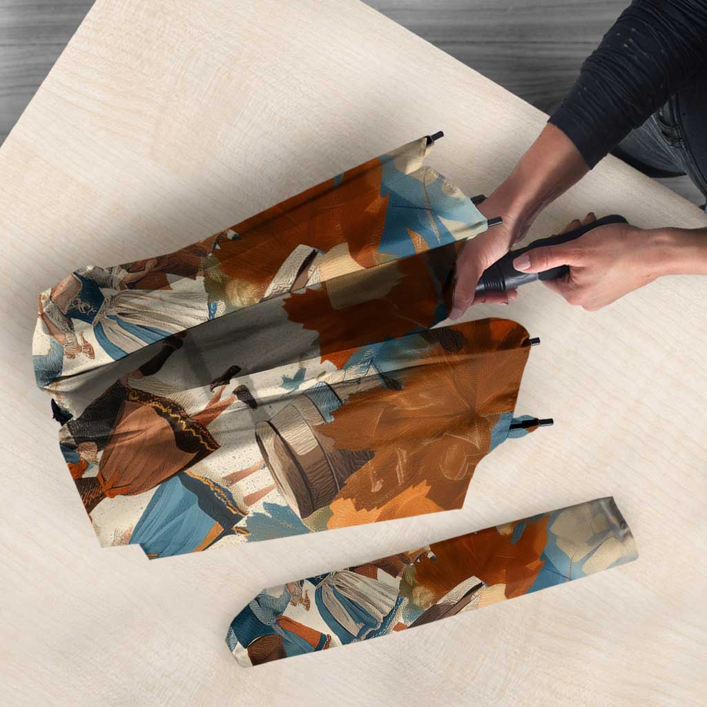 Oktoberfest Umbrella with Beer Mug Illustration White Diamond Pattern - Wonder Print Shop