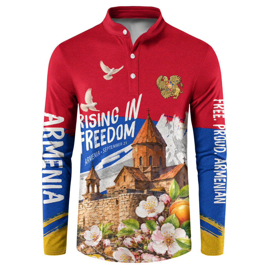 Personalized Armenia Heritage Button Sweatshirt Ararat Monastery Rising In Freedom Patriotic Doves