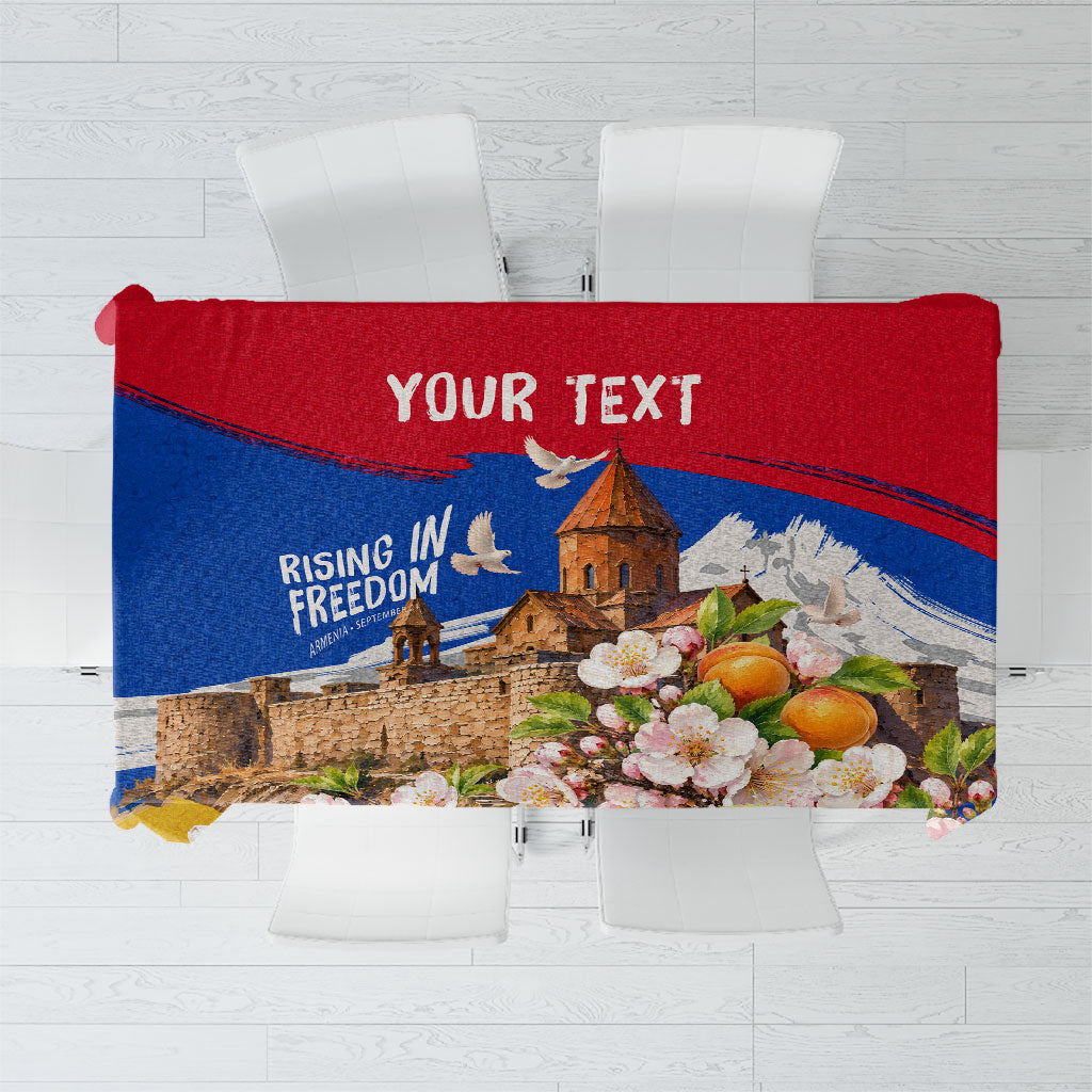 Personalized Armenia Heritage Tablecloth Ararat Monastery Rising In Freedom Patriotic Doves