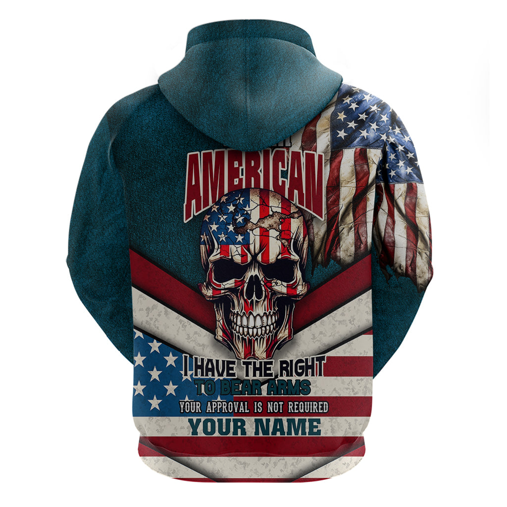 American Flag Skull Hoodie I'm an American I Have The Right To Bear Arms Your Approval Is Not Required - Wonder Print Shop