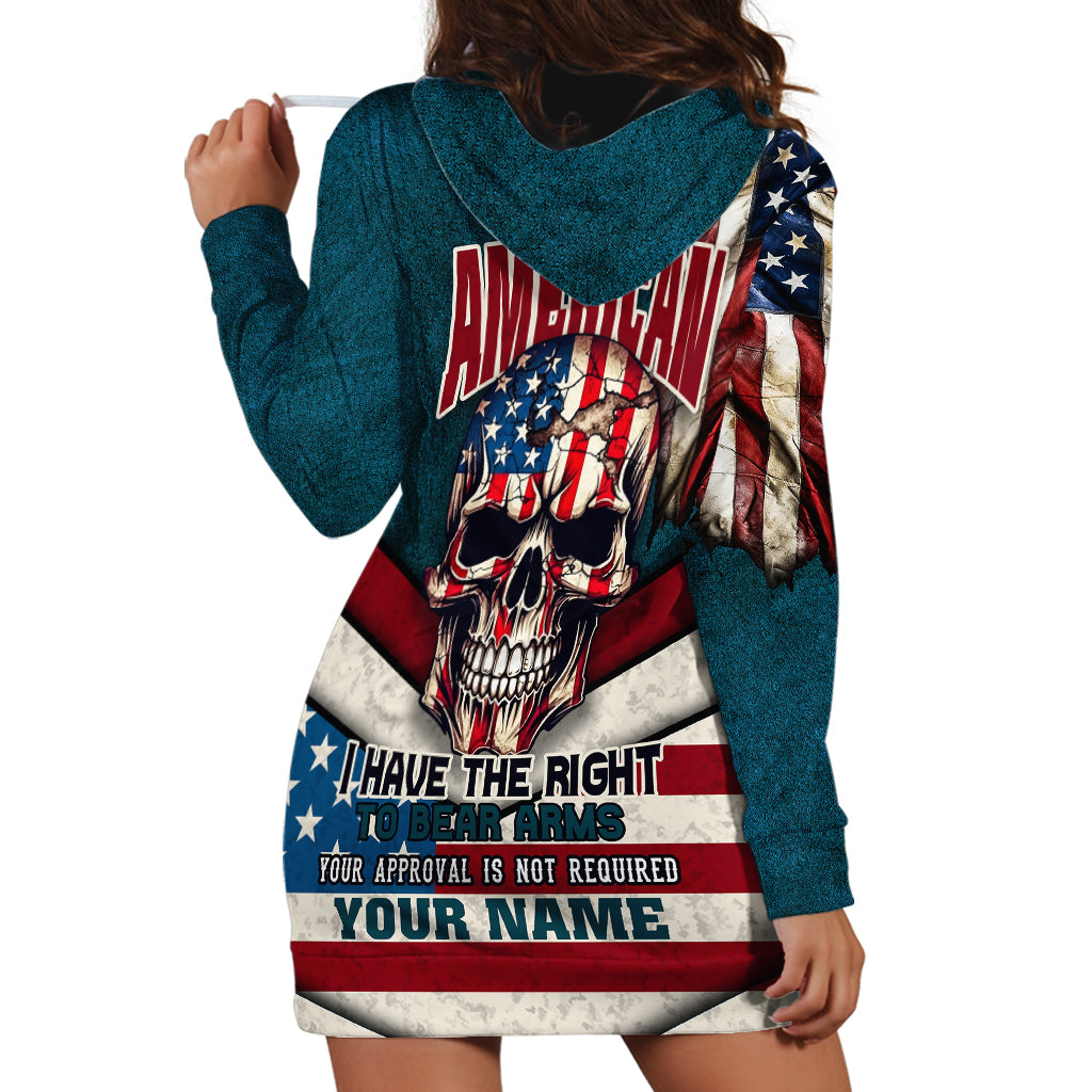 American Flag Skull Hoodie Dress I'm an American I Have The Right To Bear Arms Your Approval Is Not Required - Wonder Print Shop