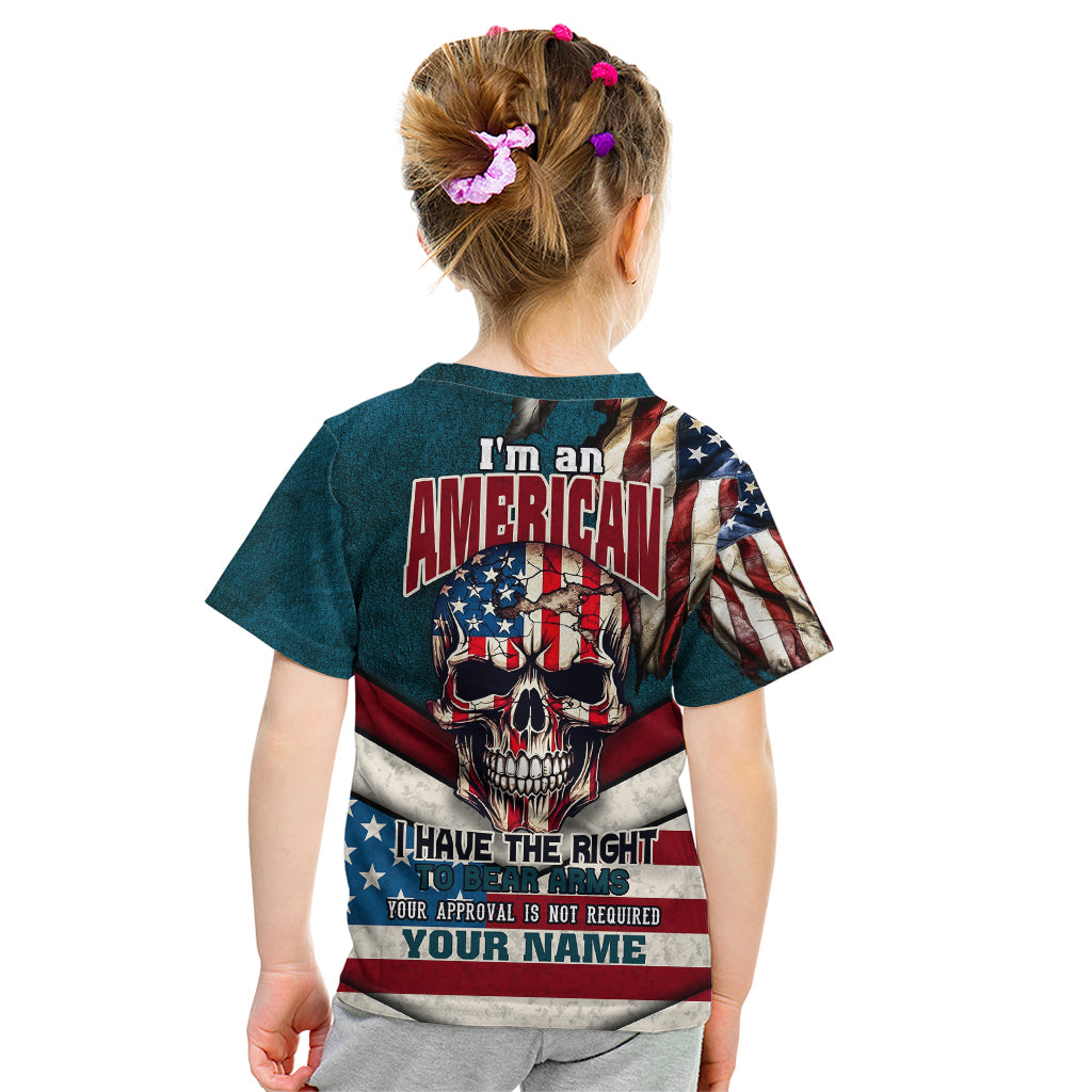 American Flag Skull Kid T Shirt I'm an American I Have The Right To Bear Arms Your Approval Is Not Required - Wonder Print Shop