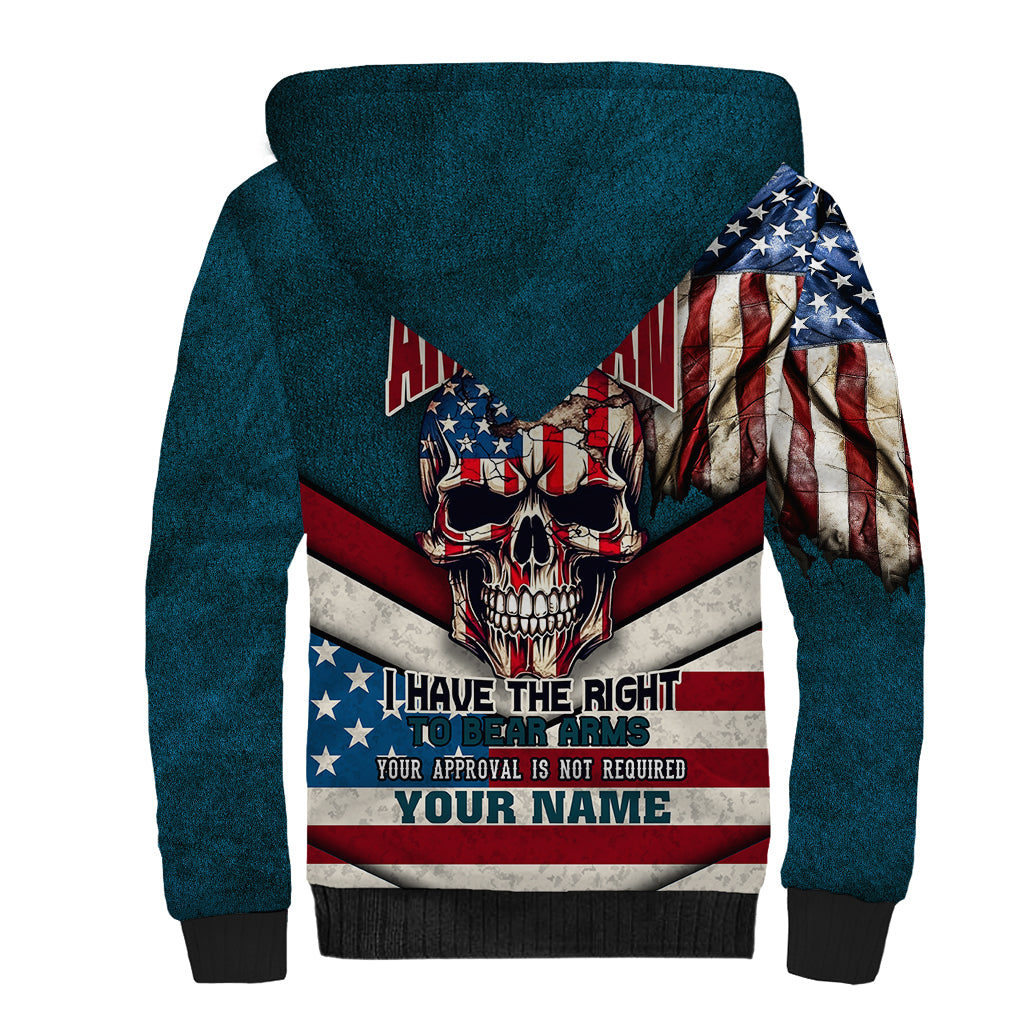 American Flag Skull Sherpa Hoodie I'm an American I Have The Right To Bear Arms Your Approval Is Not Required - Wonder Print Shop