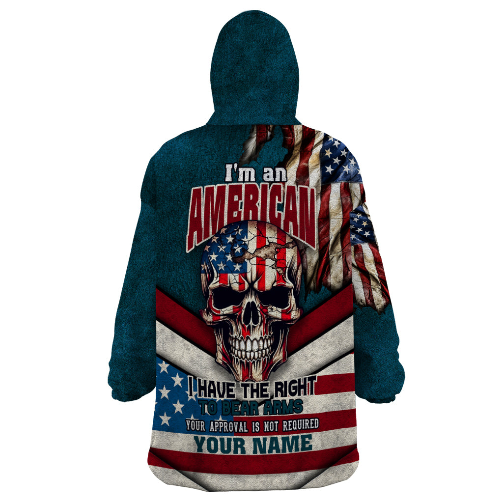 American Flag Skull Wearable Blanket Hoodie I'm an American I Have The Right To Bear Arms Your Approval Is Not Required - Wonder Print Shop