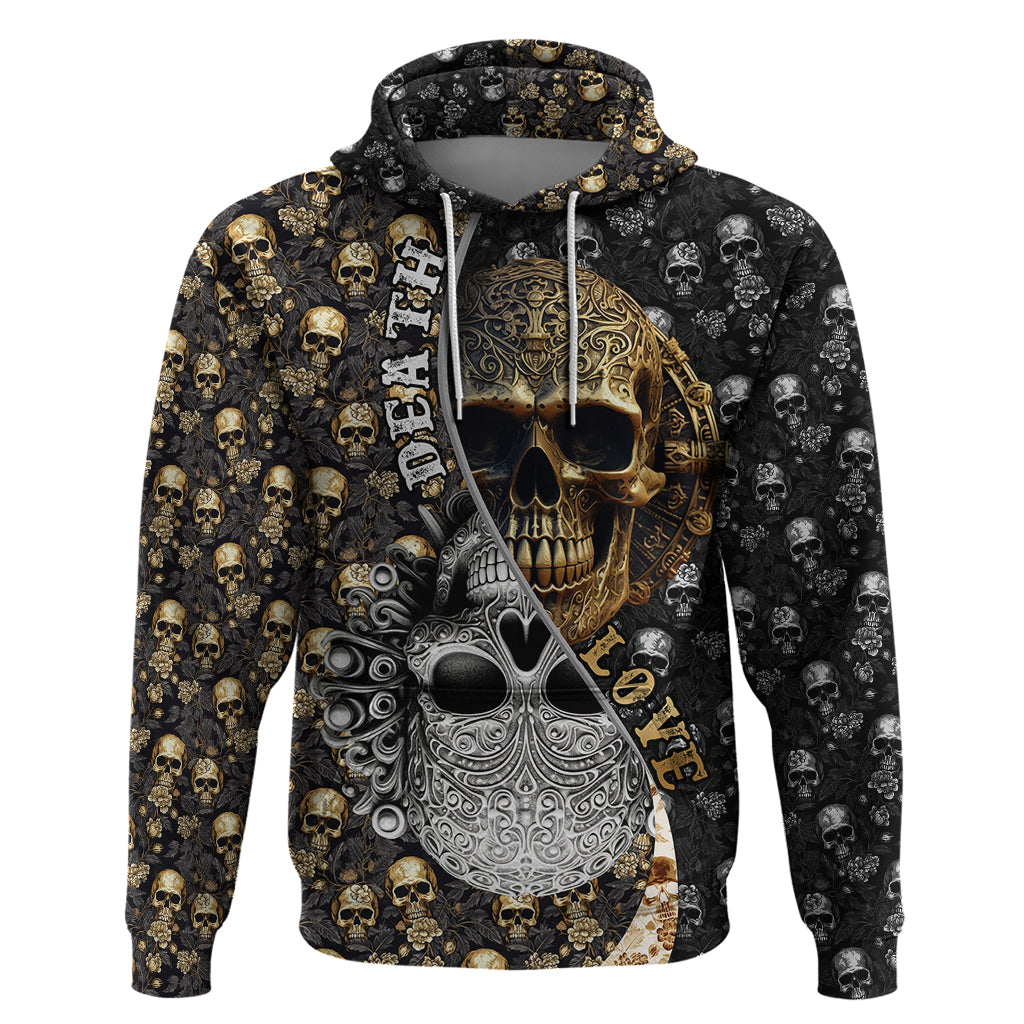 Skull Pattern Hoodie Love and Death - Wonder Print Shop