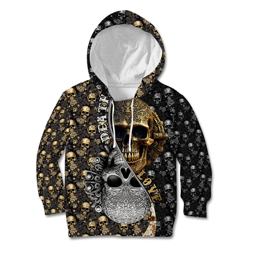 Skull Pattern Kid Hoodie Love and Death - Wonder Print Shop