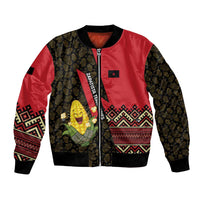 Zapatista Territories Bomber Jacket Mexico with Corn Graphic and Indigenous Pattern Semillas de Libertad - Wonder Print Shop