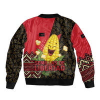 Zapatista Territories Bomber Jacket Mexico with Corn Graphic and Indigenous Pattern Semillas de Libertad - Wonder Print Shop