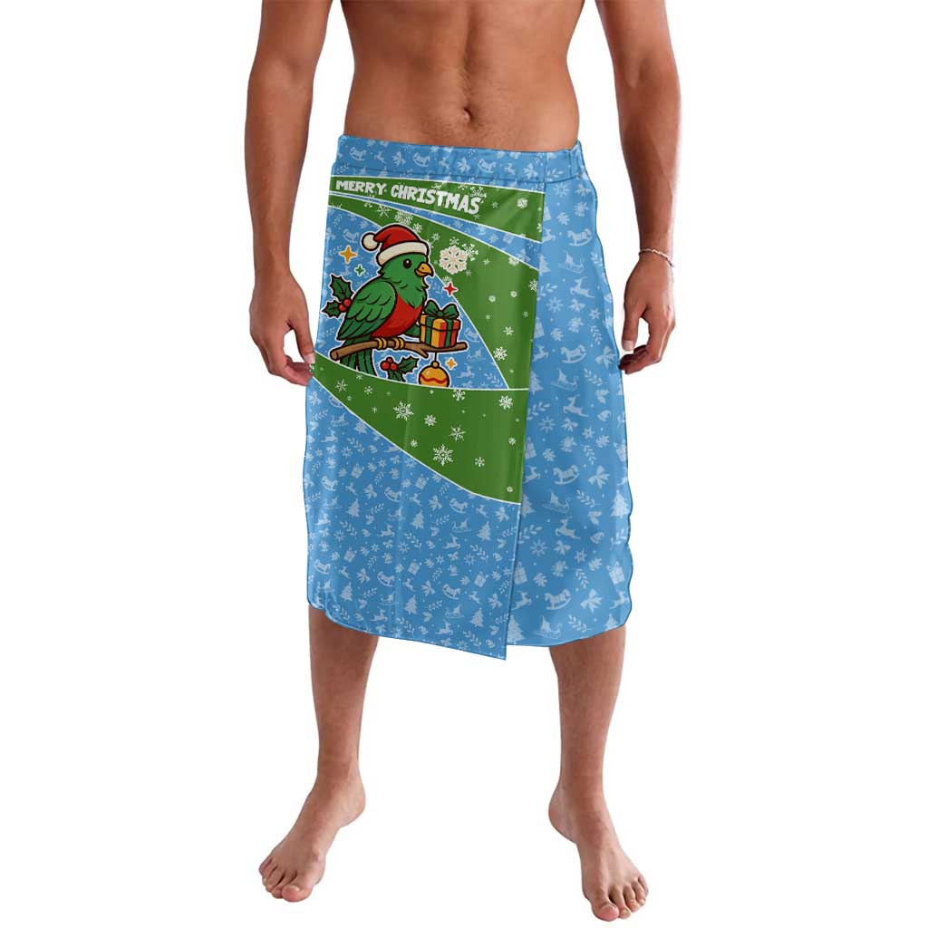 Guatemala Christmas Lavalava with Blue Green Christmas Quetzal Bird Gift and Coat of Arms - Wonder Print Shop