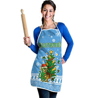 Guatemala Christmas Apron with Blue Christmas Monkey Tree Snowman and Snowflake - Wonder Print Shop