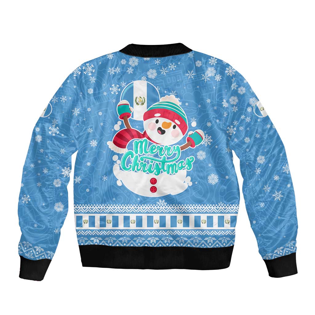 Guatemala Christmas Bomber Jacket with Blue Christmas Monkey Tree Snowman and Snowflake - Wonder Print Shop