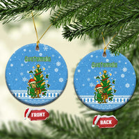 Guatemala Christmas Ceramic Ornament with Blue Christmas Monkey Tree Snowman and Snowflake - Wonder Print Shop
