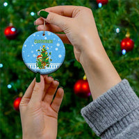 Guatemala Christmas Ceramic Ornament with Blue Christmas Monkey Tree Snowman and Snowflake - Wonder Print Shop