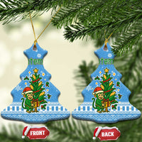 Guatemala Christmas Ceramic Ornament with Blue Christmas Monkey Tree Snowman and Snowflake - Wonder Print Shop